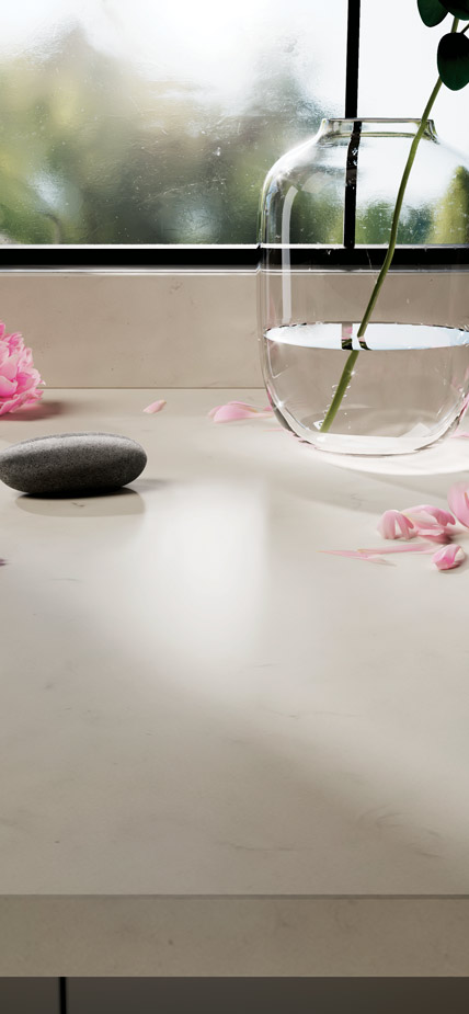 Close-up of Caesarstone 1001 Riverlet quartz worktop