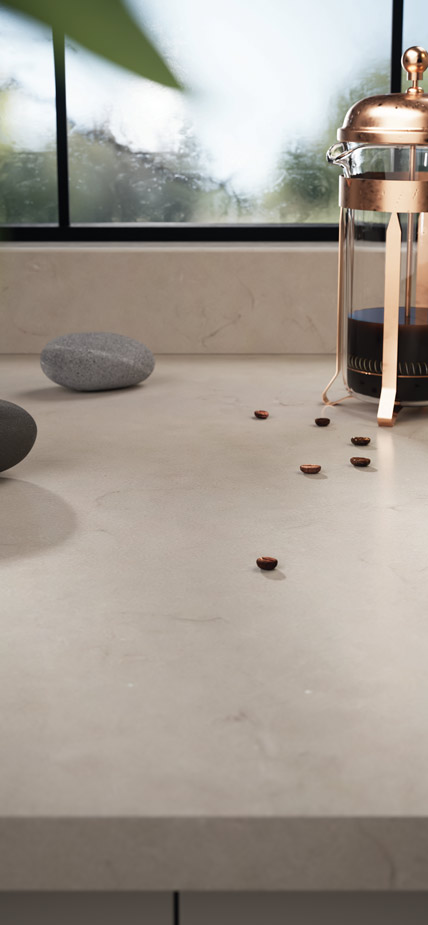 Close up of Caesarstone 1002 Wyndigo quartz worktop