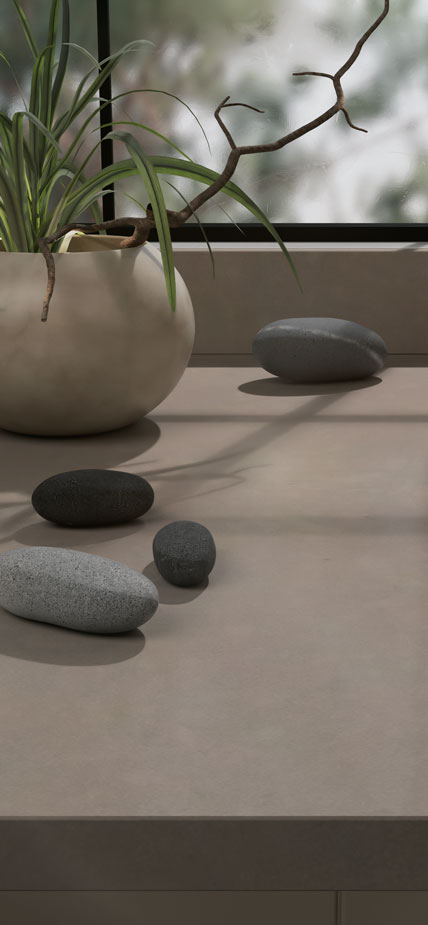 Close up of Caesarstone 1006 Agger Grey quartz worktop
