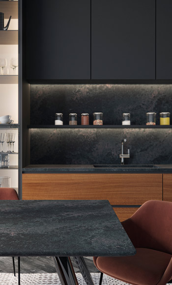 Close-up of Caesarstone 5820 Darcrest quartz worktop